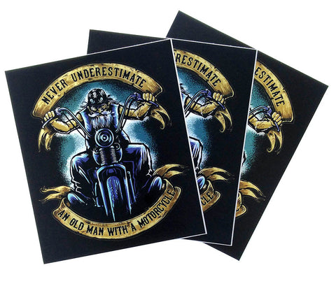 Never Underestimate an Old Man with a Motorcycle Bumper Sticker (3 Pack)