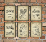 Harley Davidson Motorcycle Patent Print Set of 6